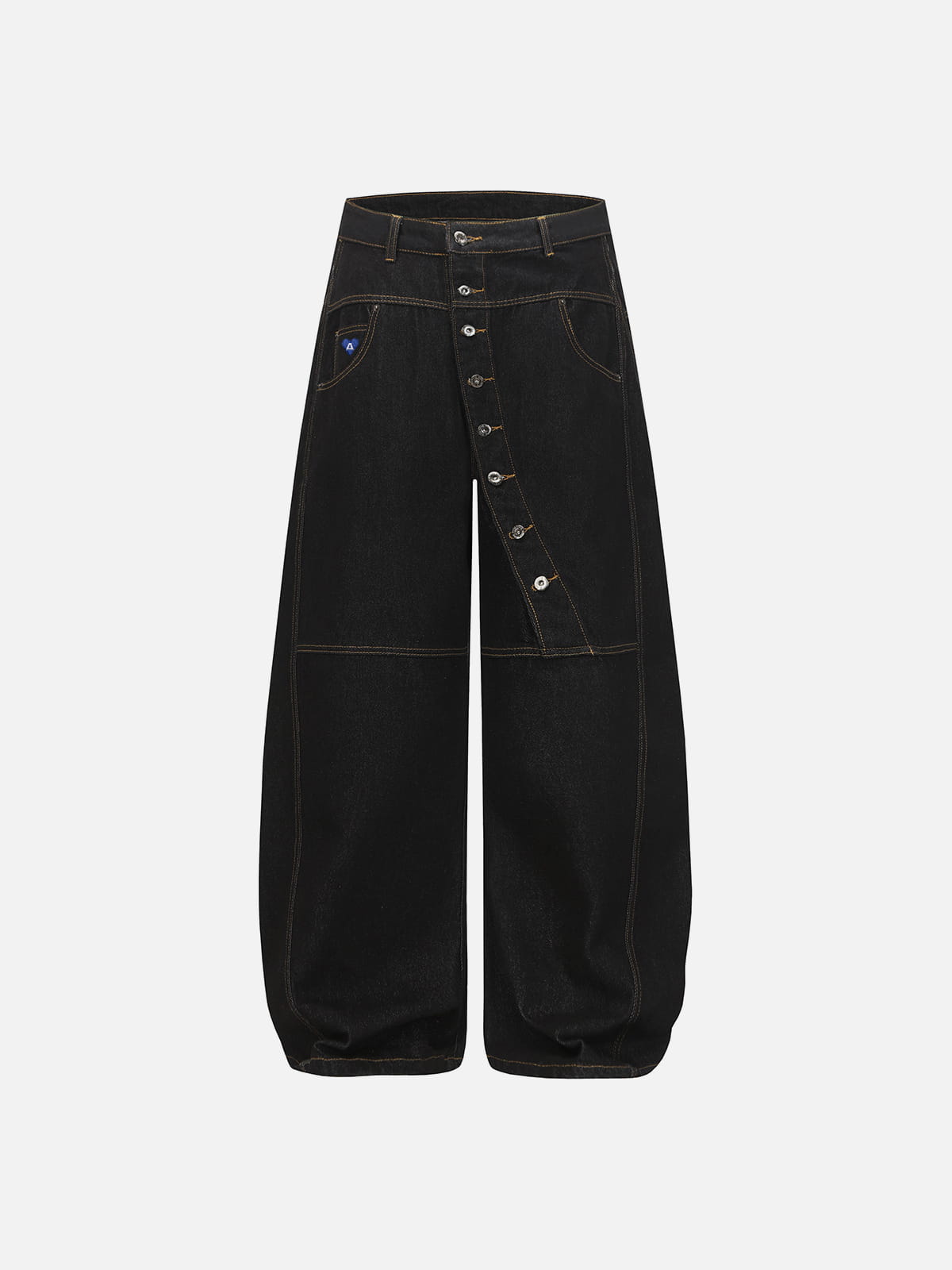 Aelfric Eden Asymmetric Button Baggy Barrel Jeans