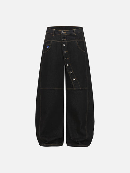 Aelfric Eden Asymmetric Button Baggy Barrel Jeans