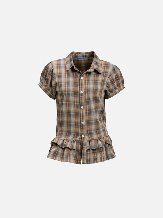 Aelfric Eden Plaid Ruffle Short Sleeve Shirt
