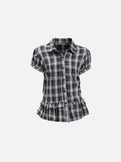 Aelfric Eden Plaid Ruffle Short Sleeve Shirt
