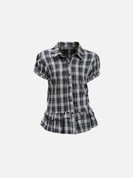 Aelfric Eden Plaid Ruffle Short Sleeve Shirt