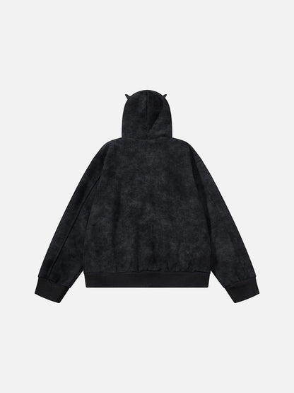 Aelfric Eden Cartoon Embroidered Zip Up Hoodie