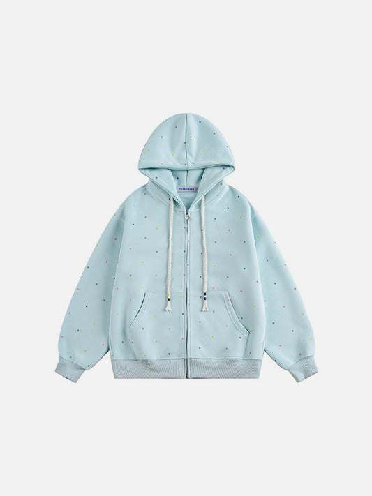 Aelfric Eden Colorful Polka Dot Zip Up Hoodie