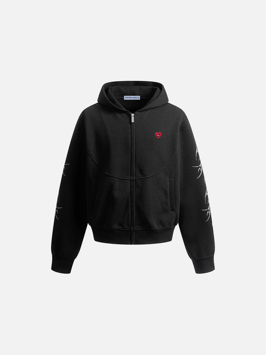 Aelfric Eden Thorn Print Zip Up Hoodie