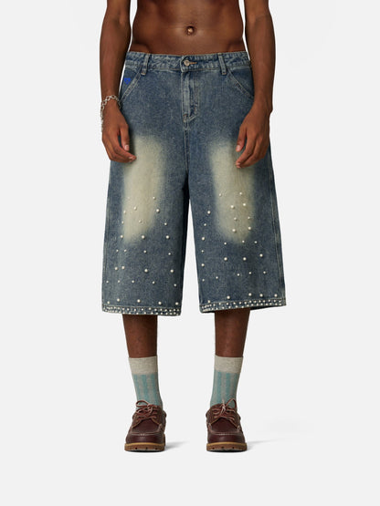 Aelfric Eden Pearl Embellished Baggy Longline Jorts